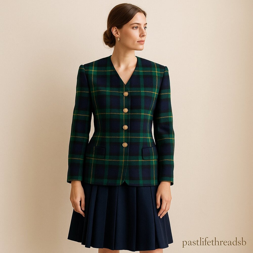 ✨ Rare Vintage Albert Nipon Wool Tartan Suit — RN 50610